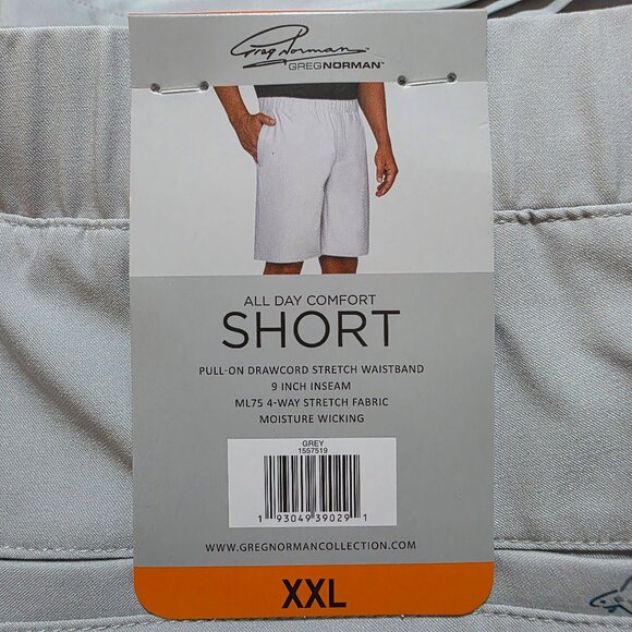 Greg Norman Pull-On Golf Short Men's Size XXL Stretch Waistband Draw Cord Gray - Picture 3 of 10